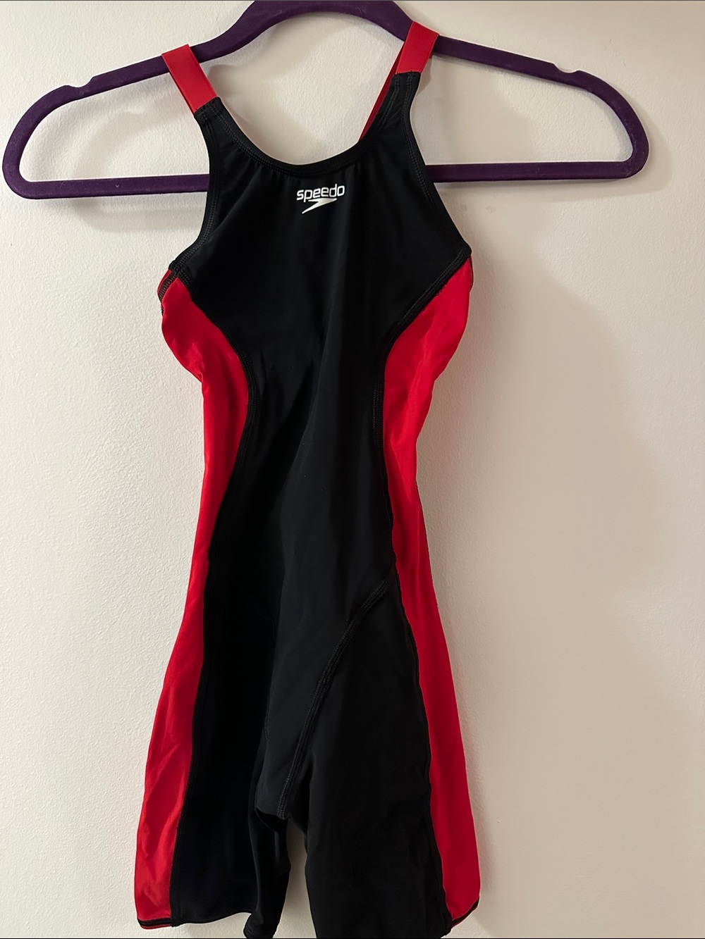 Speedo Powerplus Black and Red Kids One-Piece Racing Swimsuit